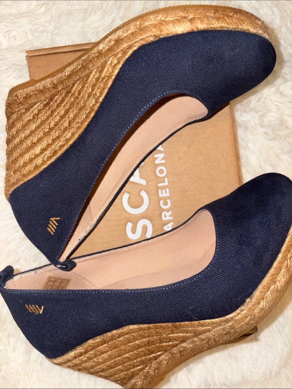 VISCATA Navy Espadrille Wedge Heels